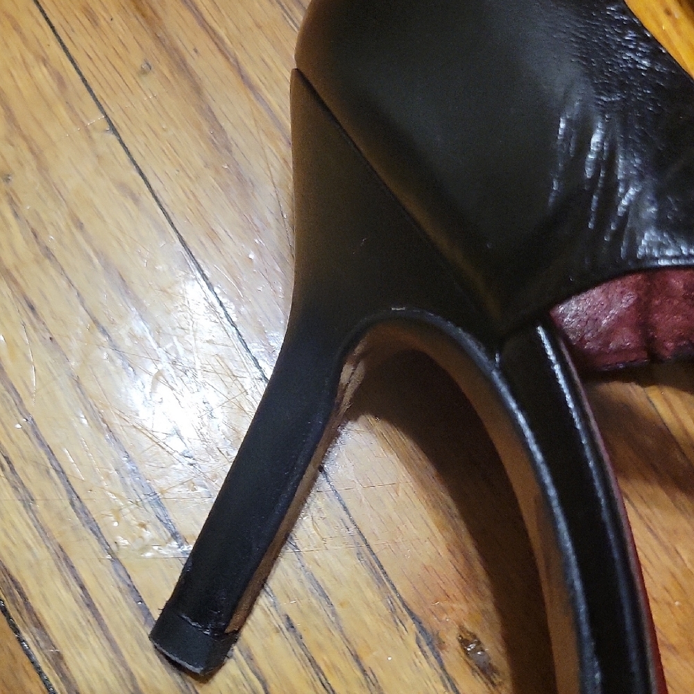 Carlos Falchi Black Leather Pointed Toe High Heels Shoes Size 7 1/2 B - Picture 6 of 16